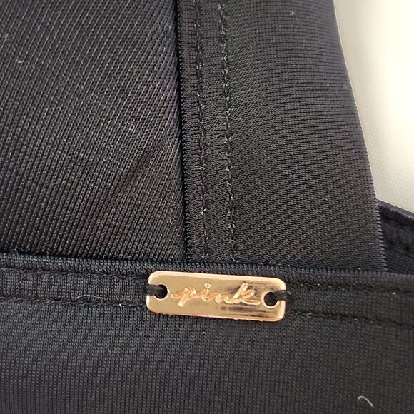 VICTORIA'S SECRET PINK  Black Halter Bikini Swim Summer Top Padded Cups Large - Picture 3 of 9